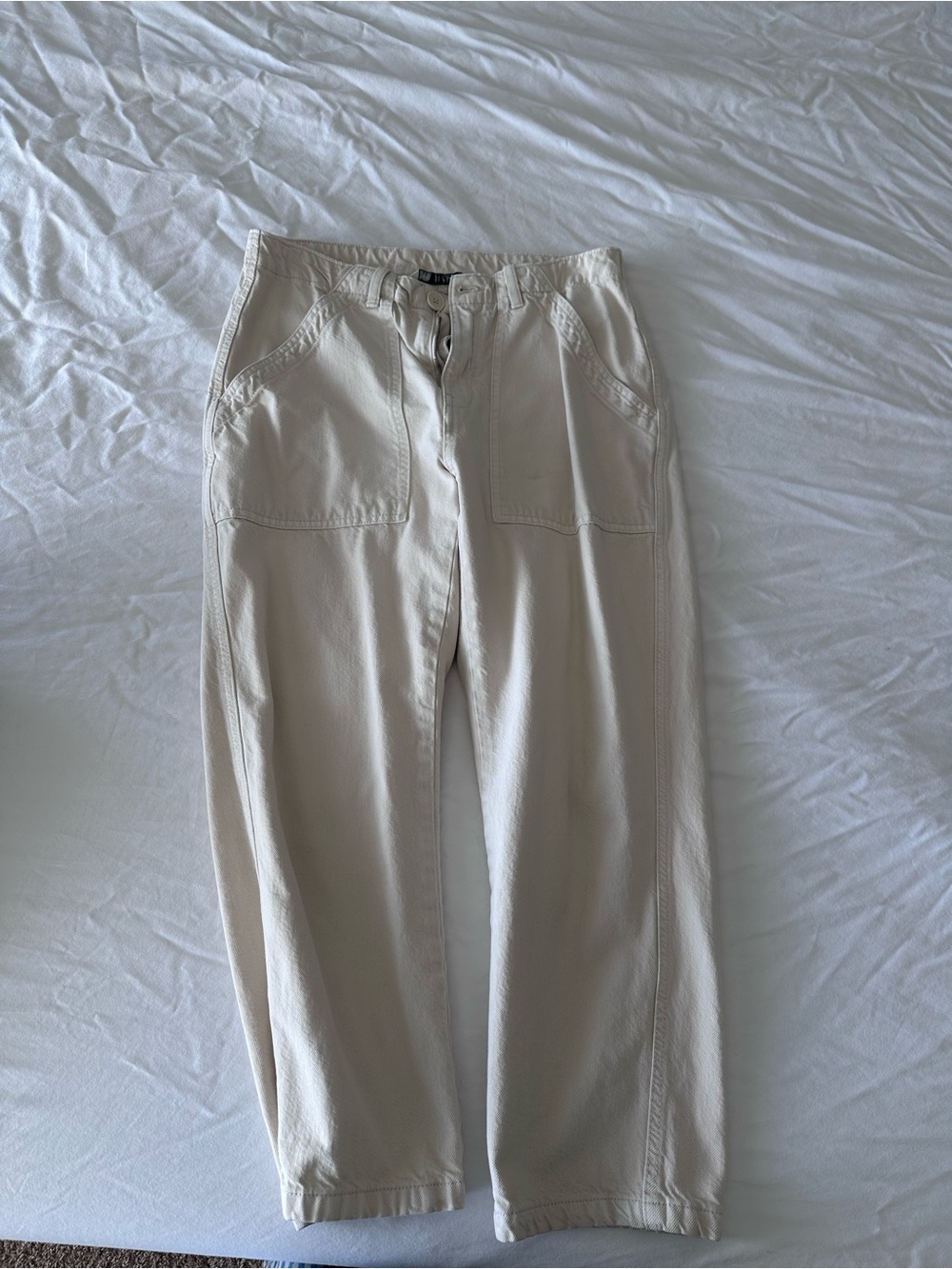 Zara Cream Cotton Utility Pant
